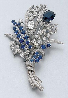 Lot 180 - Diamond and Sapphire Spray Bouquet Brooch