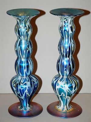 Lot 3518 - Pair of Quezal Art Glass Vases Each of bulbous...