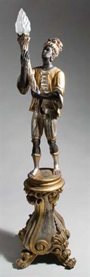 Lot 3648 - Parcel Gilt and Painted Wood Blackamoor Floor...