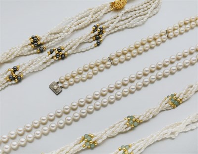 Lot 2689 - Three Multi-Strand Fresh Water Pearl and Bead Necklace and Group of Cultured Pearl Jewelry