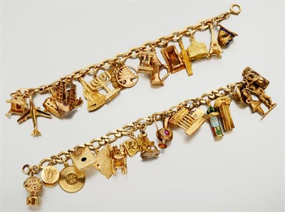 Lot 2697 - Two Gold Charm Bracelets