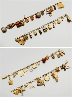 Lot 2700 - Four Gold Charm Bracelets