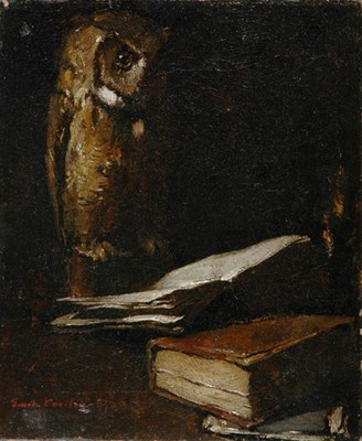 Lot 2427 - Emil Carlsen 1853-1932 Owl with an Open Book,...