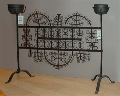 Lot 1175 - Spanish Wrought Iron Fire Screen Mounted with...