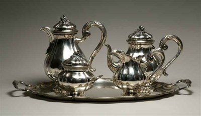 Lot 4308 - Continental 800 Silver Five-Piece Tea and...