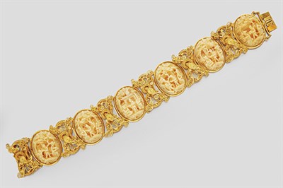 Lot 10 - Gold and Carved Ivory Bracelet