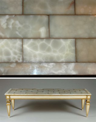 Lot 3409 - Louis XVI Style Parcel Gilt and Painted Onyx...