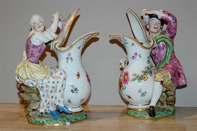Lot 3666 - Pair of Meissen Porcelain Figures with Ewers...