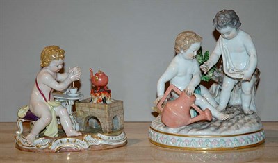 Lot 3669 - Two Meissen Porcelain Figural Groups of Putti...