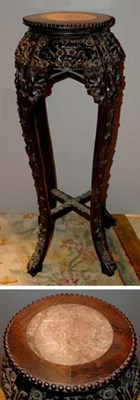 Lot 3589 - Chinese Carved Hardwood Pedestal The inset...