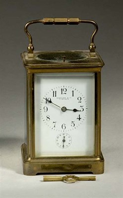 Lot 3695 - Brass Carriage Clock Retailed by Tiffany & Co.,...
