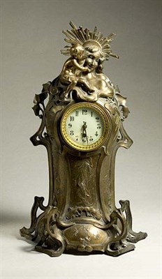 Lot 3713 - Art Nouveau Gilt-Metal Figural Mantel Clock Of...