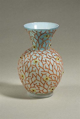 Lot 3514 - Coraline Satin Glass Vase Late 19th century Of...