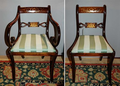 Lot 4533 - Set of Six Regency Style Walnut Dining Chairs...