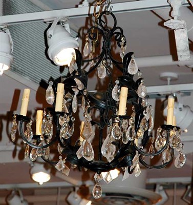 Lot 4423 - Black Painted Metal and Glass Eight-Light...