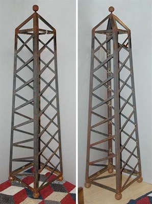Lot 219 - Pair of Iron Skeletonized Garden Obelisks...