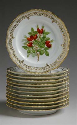 Lot 1420 - Set of Twelve Royal Copenhagen Flora Danica...