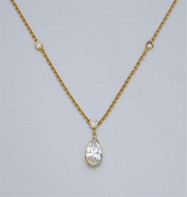 Lot 155 - Gold and Diamond Pendant-Necklace