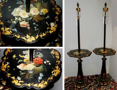 Lot 1574 - Pair of Victorian Painted Black Papier Tole...