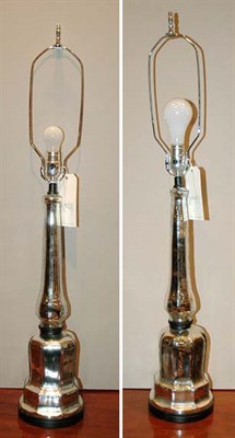 Lot 443 - Pair of Mercury Glass Style Columnar Lamps...