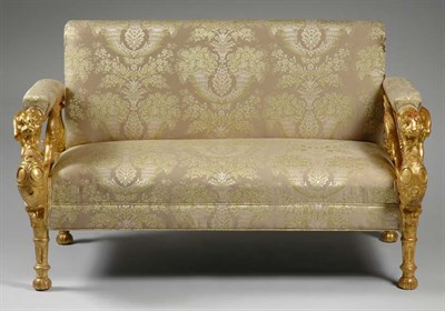Lot 1573 - Russian Neoclassical Gilt-Wood Settee Early...