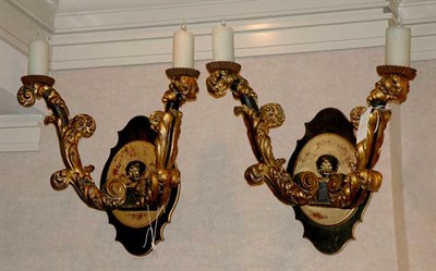 Lot 1279 - Pair of Continental Baroque Style Painted and...
