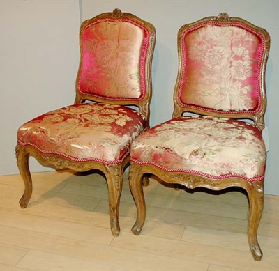 Lot 1347 - Pair of Louis XV Beechwood Side Chairs Mid...