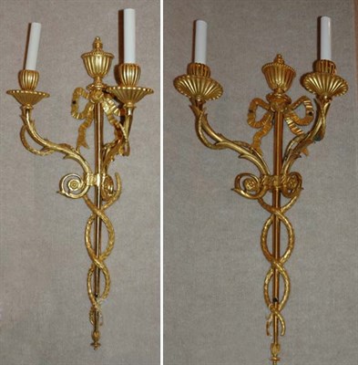 Lot 1554 - Pair of Louis XVI Gilt-Bronze Two-Light...