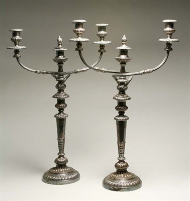 Lot 4303 - Set of Four Silver Plated Three-Light...