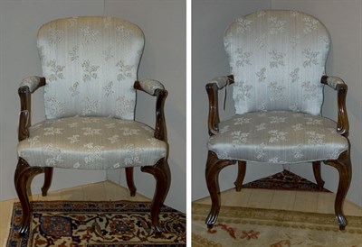 Lot 1386 - Set of Four George III Mahogany Open Armchairs...