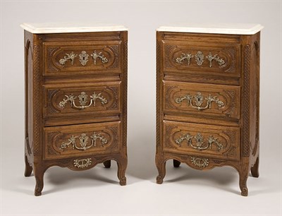 Lot 1406 - Pair of Provincial Louis XV Style Oak Commodes...