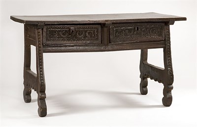 Lot 1501 - Spanish Walnut Library Table The rectangular...