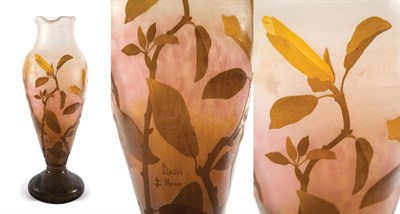 Lot 3452 - Daum Nancy Acid Etched Cameo Glass Vase Of...