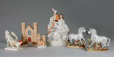 Lot 2042 - Group of Seven Staffordshire Pottery Articles...