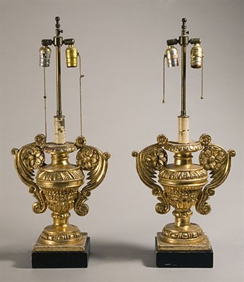 Lot 1308 - Pair of Continental Baroque Style Gilt-Wood...