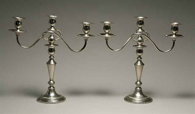 Lot 4305 - Pair of Fisher Sterling Silver Three-Light...