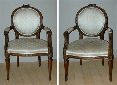 Lot 493 - Pair of Louis XVI Style Fruitwood Oval Back...