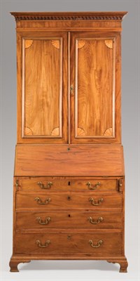 Lot 1446 - George III Inlaid Mahogany Bureau Bookcase In...