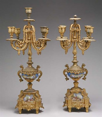 Lot 4552 - Pair of Sevres Style Gilt-Metal Mounted...