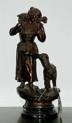 Lot 1172 - French Bronze Figural Group of a Shepherdess...