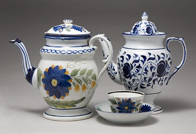 Lot 2004 - English Pearlware Coffee Pot and a Cover Early...