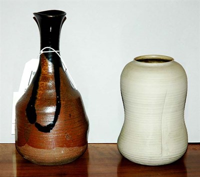 Lot 1627 - Takatori Vase; Together with an Unglazed Bizen...