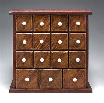 Lot 2031 - Painted and Grain Painted Apothecary Chest...