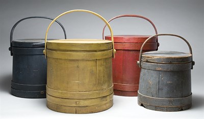 Lot 2063 - Four Painted Covered Firkins Comprising...