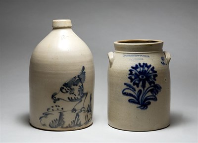 Lot 2216 - Two Cobalt Decorated Salt Glazed Stoneware...