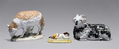 Lot 2055 - Russian Porcelain Ram-Form Box Late 19th...