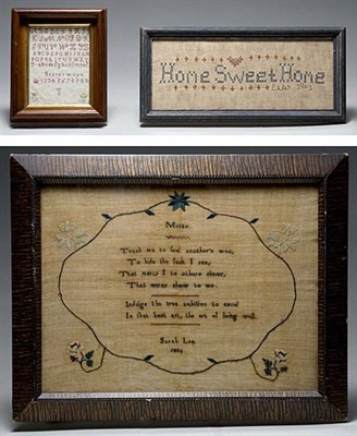 Lot 2094 - Needlework Sampler Worked by Sarah Lee 1806...