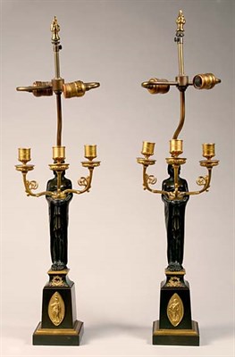 Lot 1571 - Pair of Empire Style Gilt and Patinated-Bronze...