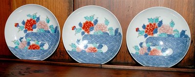 Lot 1289 - Set of Five Japanese Peony Over Water Design...
