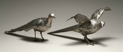 Lot 4304 - Pair of Continental Silver Pheasants Total...